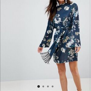 Asos printed dress with tie NWT